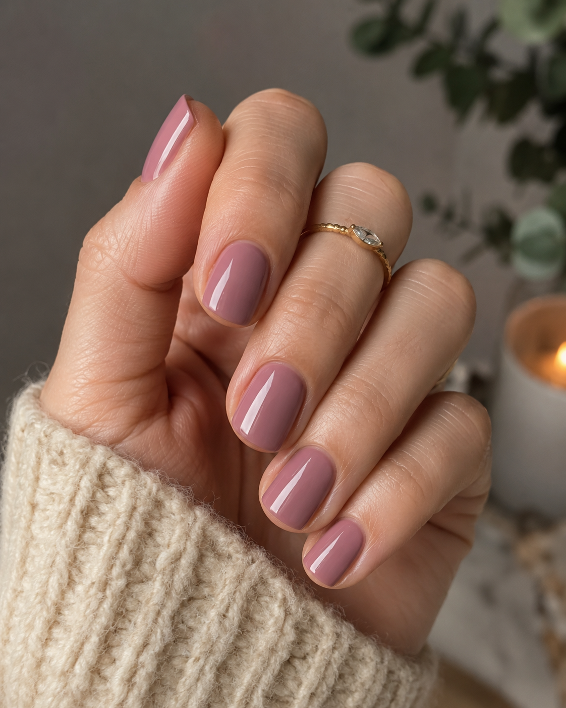 Kurze Nägel in Mauve Rosa